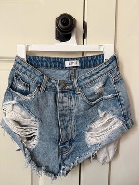 Lilyful Light Blue Distressed Denim Cutoff Shorts